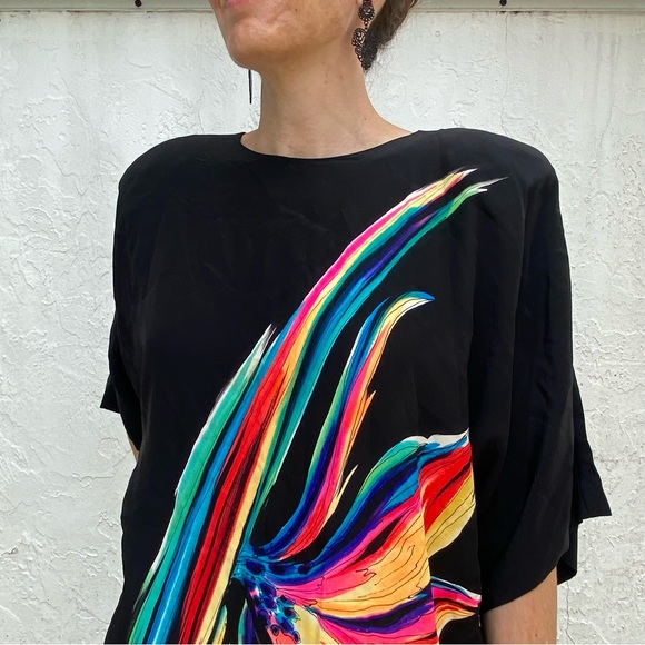 Ruth Chagnon of Delray Beach Resort Wear Silk Abstract Print Midi Caftan Dress! - Picture 3 of 7
